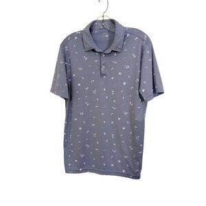Sligo Golf Shirt Short Sleeve Polo Mens Med Gray White Ocean Micro Print Summer